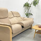 エコーネス EKORNES ストレスレス Stressless エルドラド Eldorado 3シーター サンド リクライニングソファ オーク材 総革 北欧 ノルウェー 定価約102万 〓