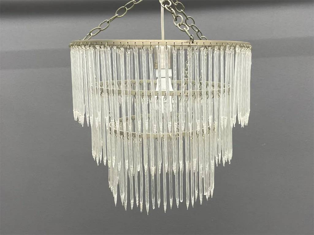 3ラウンドフレーム アイシクル シャンデリア 3Tiered Icicle Glass Chandelier ペンダントライト 〓