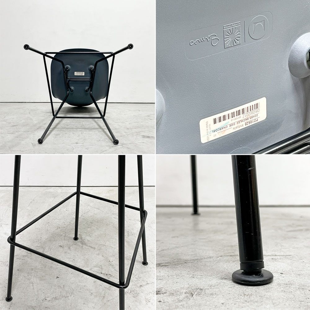 ハーマンミラー Herman Miller イームズプラスチックシェルスツール バーハイトスツール H115.5cm ポリプロピレン製 チャコール 廃番カラー ミッドセンチュリー B ●