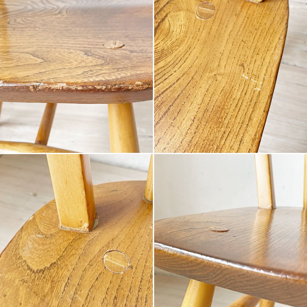 アーコール Ercol フープバックチェア ダイニングチェア スポークバック エルム材 UKビンテージ 英国家具 ★