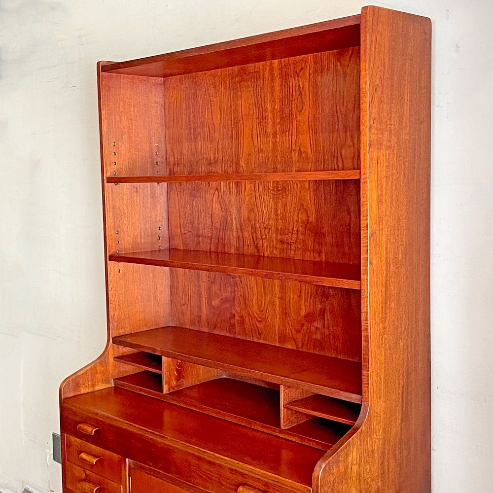 Danish vintage ビューローキャビネット Bookcase & PullOut Desk デスク シェルフ チーク材 60s ビンテージ 北欧デザイン ■