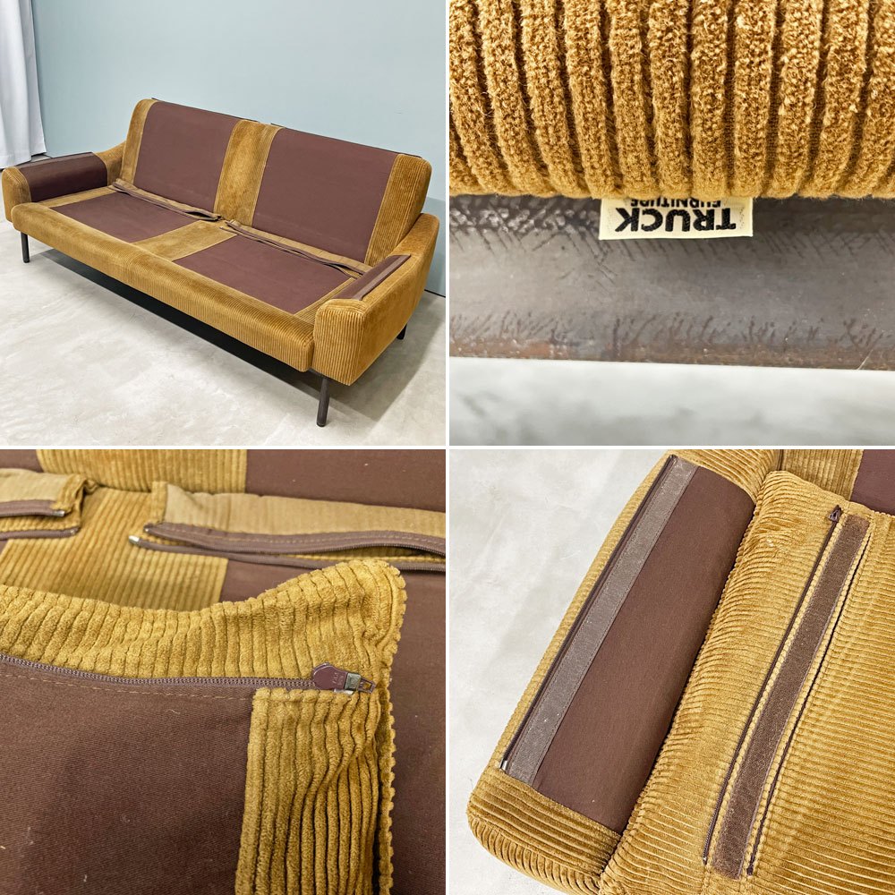 トラックファニチャー TRUCK FURNITURE DTソファ DT SOFA 2P スチール コーデュロイ フェザークッション W160cm 廃番サイズ ◎