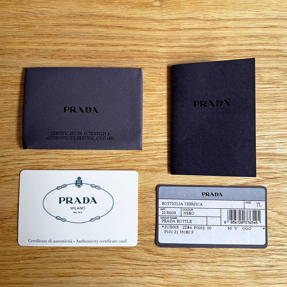 プラダ PRADA ウォーターボトル BOTTIGLIA TERMICA 500ml 水筒 タンブラー 黒 未使用 新品 ブラック×ブラック ギャランティーカード・説明書付 ♪