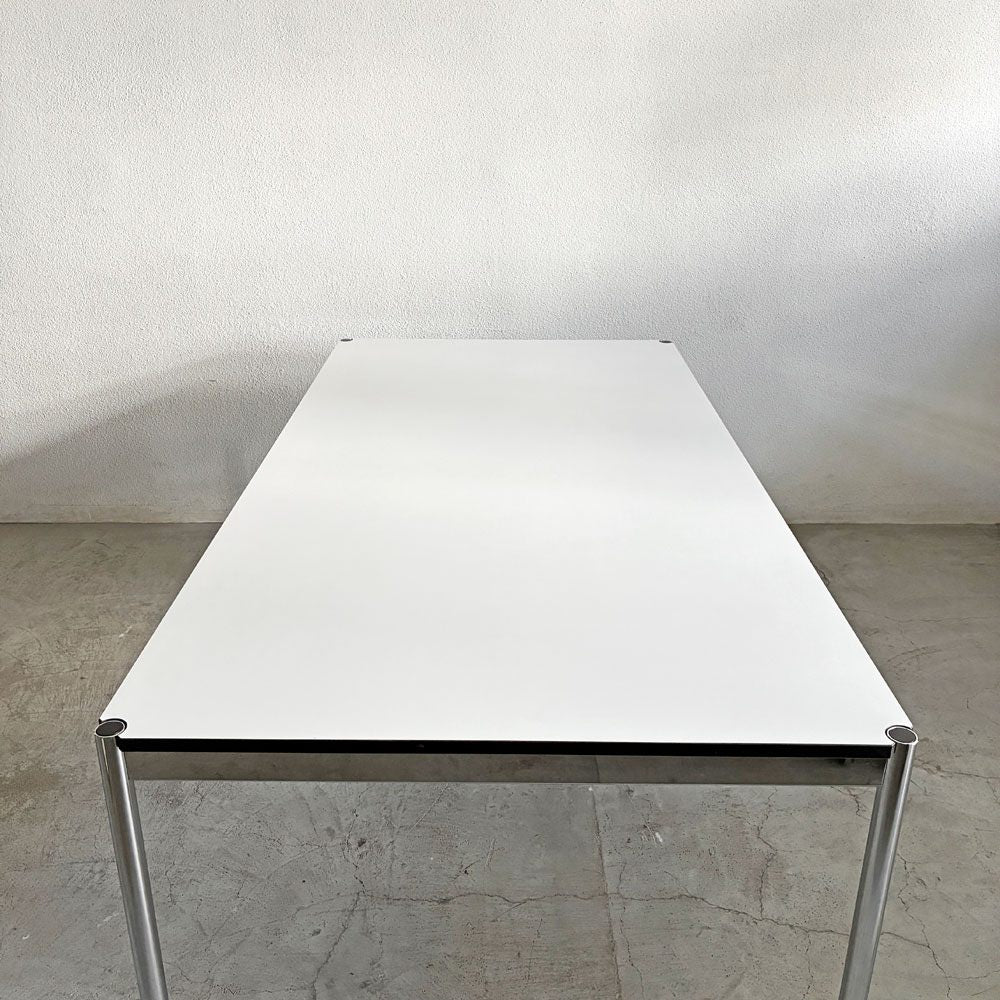 ユーエスエムハラー USM Haller ハラーテーブル パールグレーラミネート（ホワイト） W200×D100cm 高さ調節機能＆調整リング付 スイス 〓