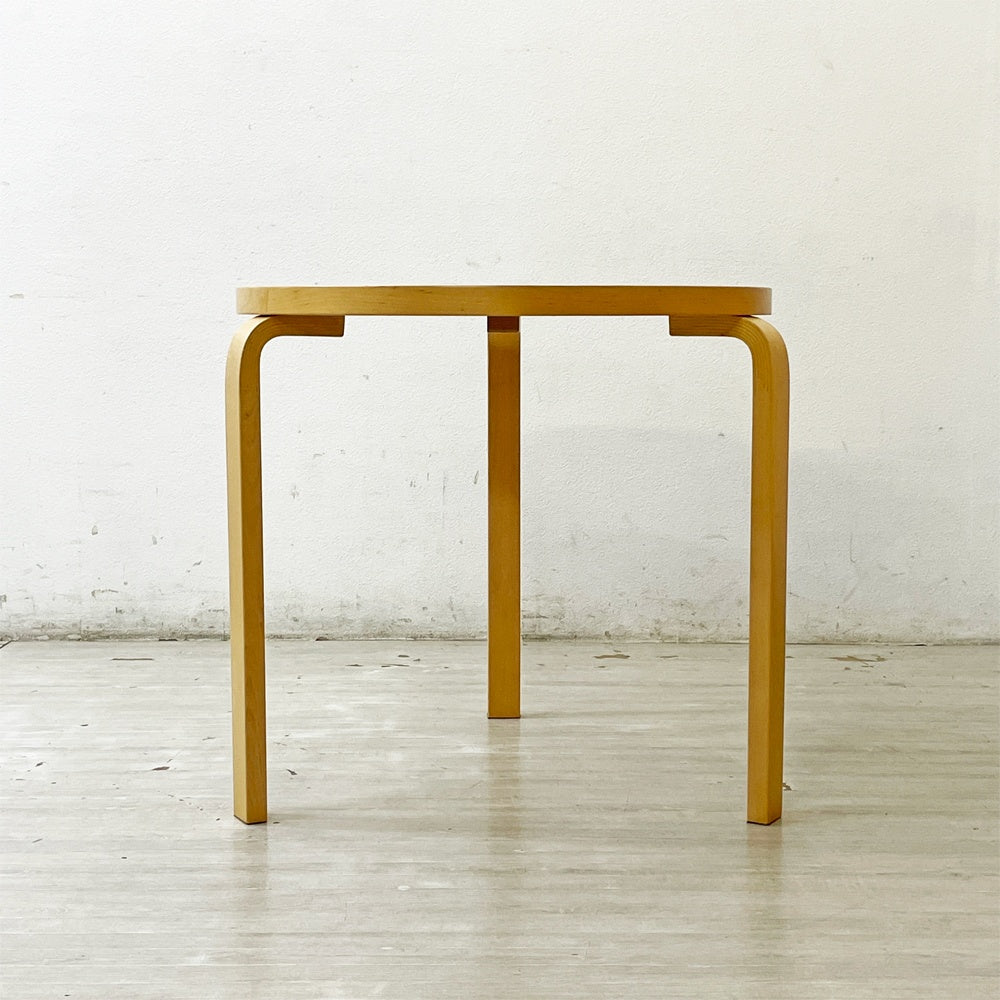 アルテック artek テーブル TABLE 90B ダイニングテーブル バーチ材 ナチュラルラッカー天板 Φ75cm アルヴァ・アアルト フィンランド 北欧家具 定価￥137,500- ●