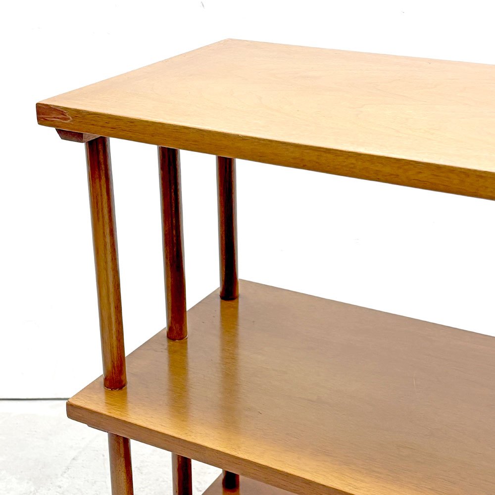 USビンテージ vintage 3段 オープンシェルフ 木製 ディスプレイシェルフ ミッドセンチュリーモダン ●