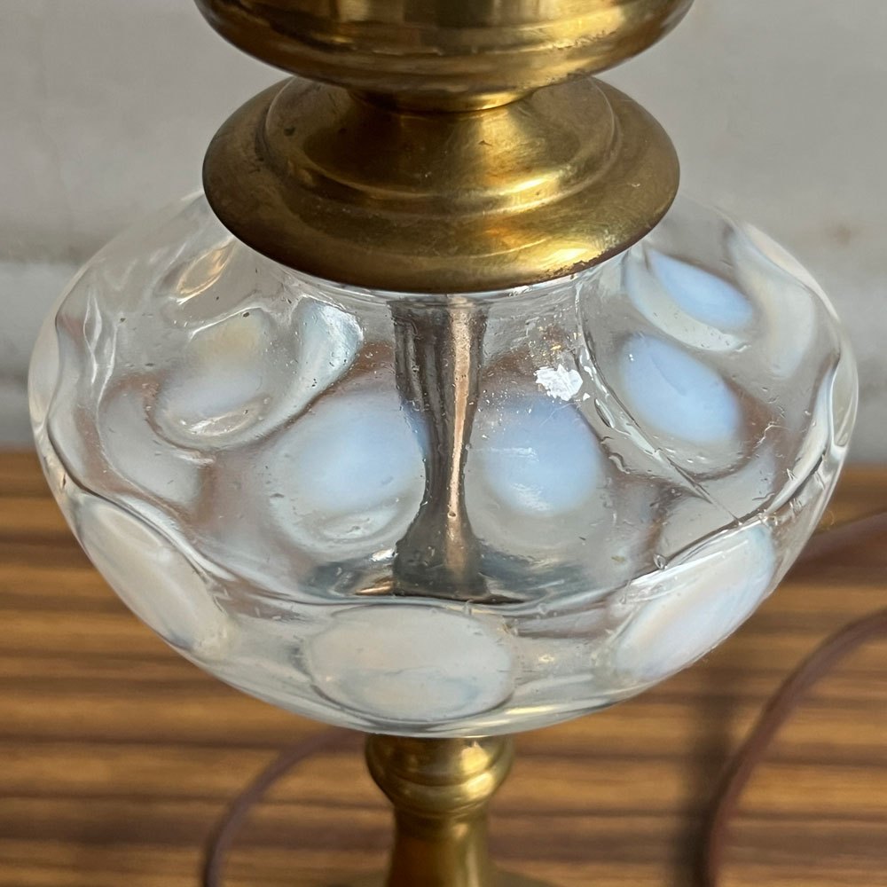 フェントン Fenton コインドット オパールセントガラス 真鍮 ブラス テーブルランプ USビンテージ アメリカ雑貨 ♪