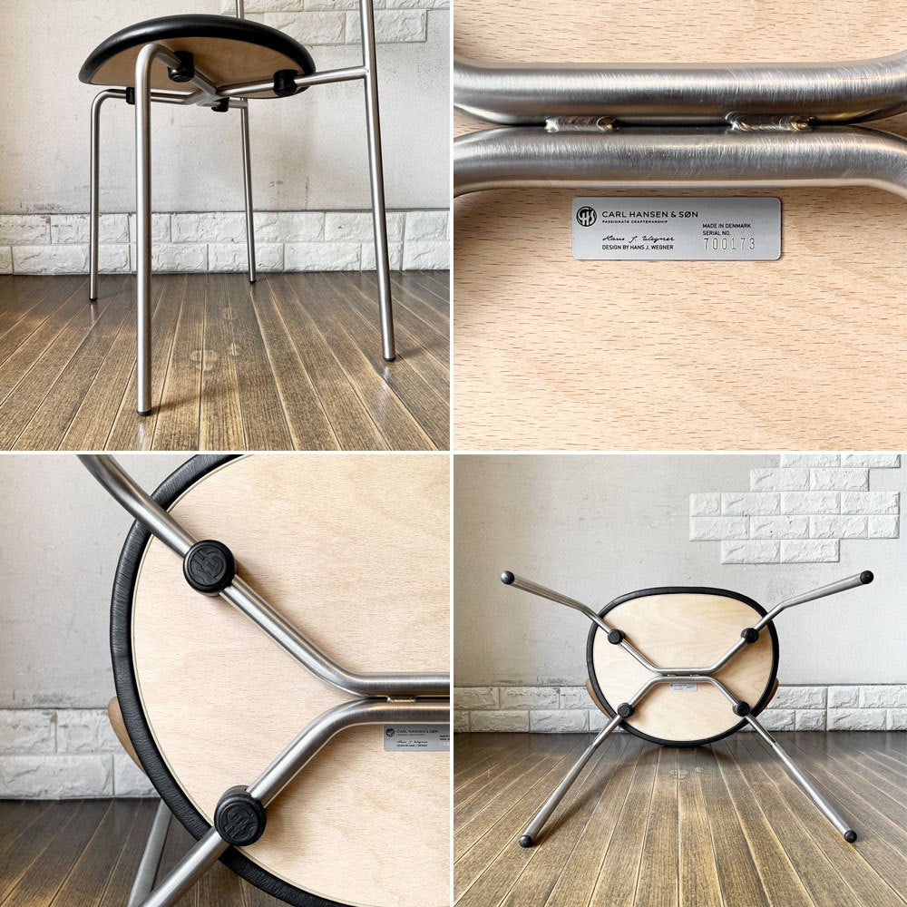 カールハンセン＆サン Carl Hansen & Son CH88P ダイニングチェア オーク材 本革 ブラックレザー ステンレスレッグ ハンス・J・ウェグナー 北欧家具 ◎