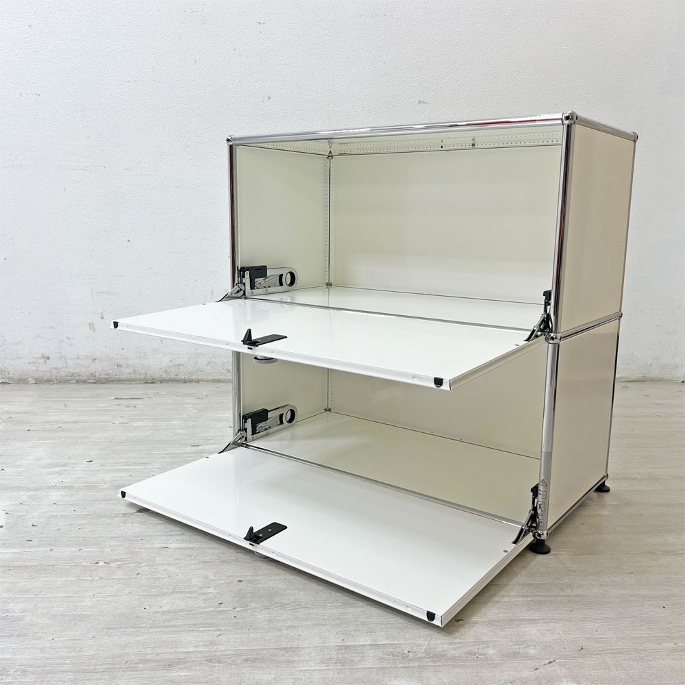 ユーエスエムハラー USMハラー USM Haller モジュラーファニチャー キャビネット 1列2段 ドロップダウン×2  W77×D37cm ●