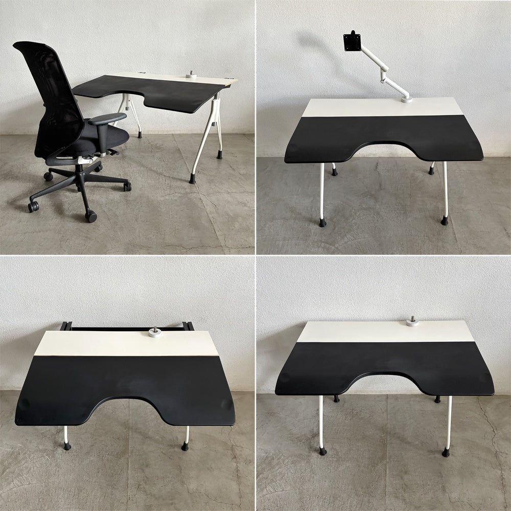 ハーマンミラー Herman Miller エンベロップデスク Envelop Desk スライド天板 & 高さ調節機能 モニターアーム & 取説類 & 工具付属 ビルスタンフ & ジェフウェバー 定価23.4万円 程度良好 〓