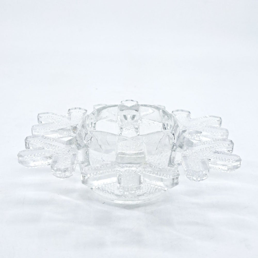 イッタラ iittala スノークリスタル キャンドルホルダー オブジェ 小物入れ W14.5cm ヴァルト・コッコ 1980s フィンランド 北欧ビンテージ ●