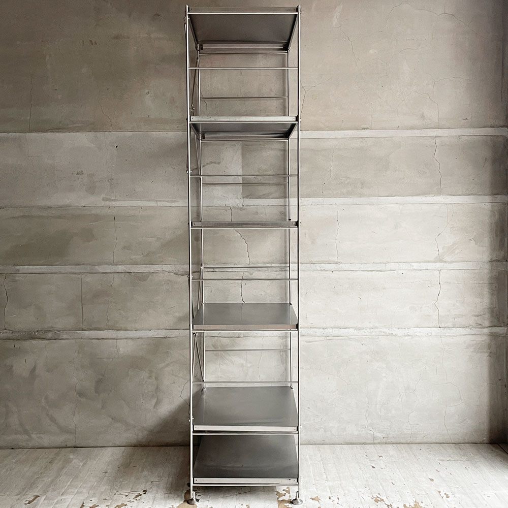 無印良品 MUJI ステンレスユニットシェルフ ステンレス棚セット 大 6段 W58 H175.5cm スリム オープンシェルフ 本棚 飾り棚 収納棚 定価￥34390- ♪