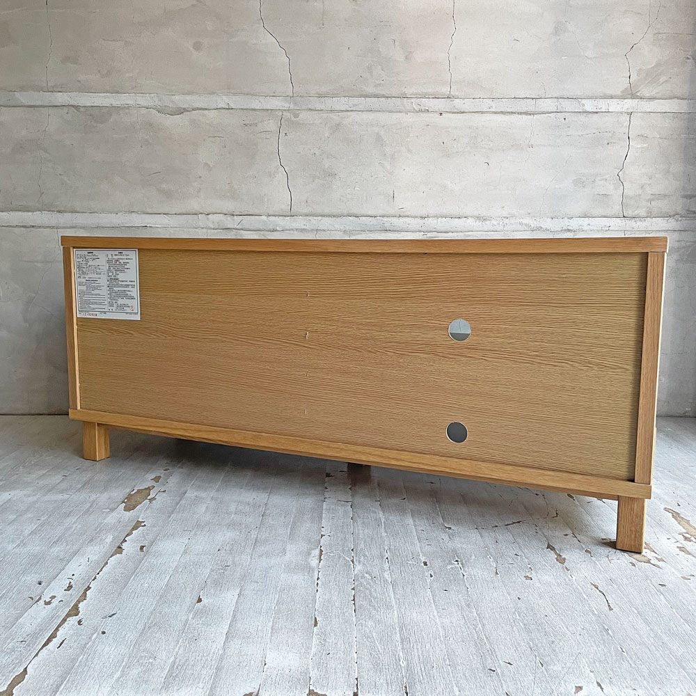 無印良品 MUJI オーク材 AVラック AVボード テレビ台 ガラス扉 ドロップダウン扉 抽斗2杯 W110cm ナチュラル シンプルデザイン 廃番 ♪