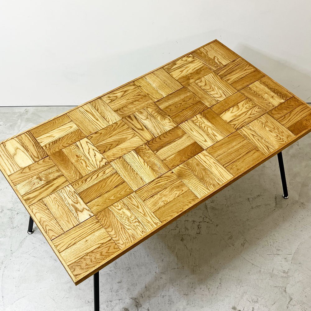 モモナチュラル MOMO Natural ダイニングテーブル PARQUET TOP オーク材 W142cm ISO STEEL LEG ナチュラルモダン ●
