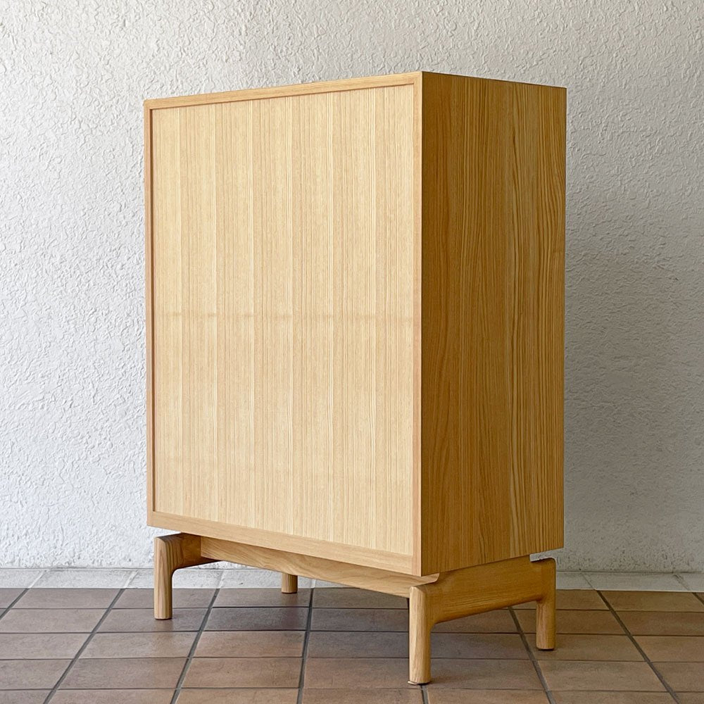 カンディハウス CONDE HOUSE タモ材 キャビネット 食器棚 飾り棚 引き戸 スライド扉 W72cm ナチュラルモダン 国産家具 ◇