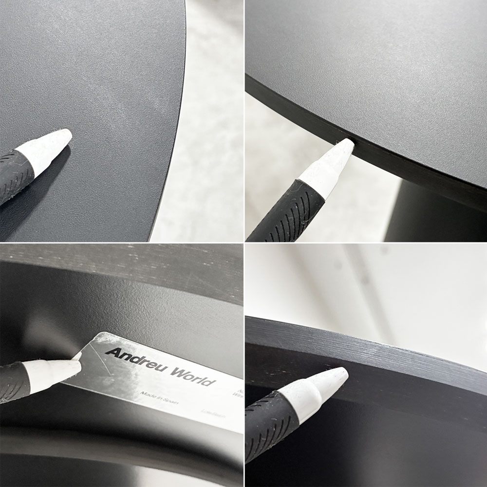 アンドリューワールド Andreu World リバーステーブル REVERSE カフェテーブル ラミネート天板 ブラックベース ラウンド Φ60cm モダンデザイン ●