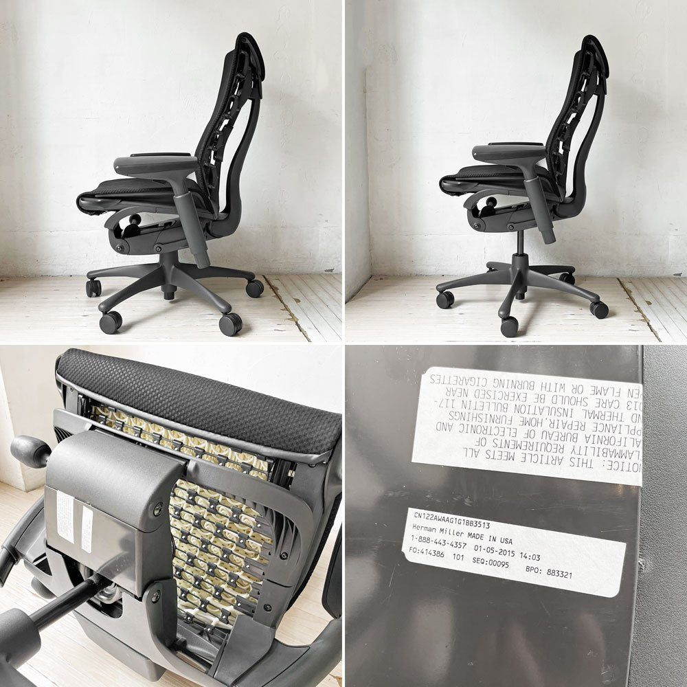 ハーマンミラー Herman Miller エンボディチェア デスクチェア オフィスチェア ジェフ・ウェバー ビル・スタンフ シンク ファブリック ブラック 定価￥299,200- ★