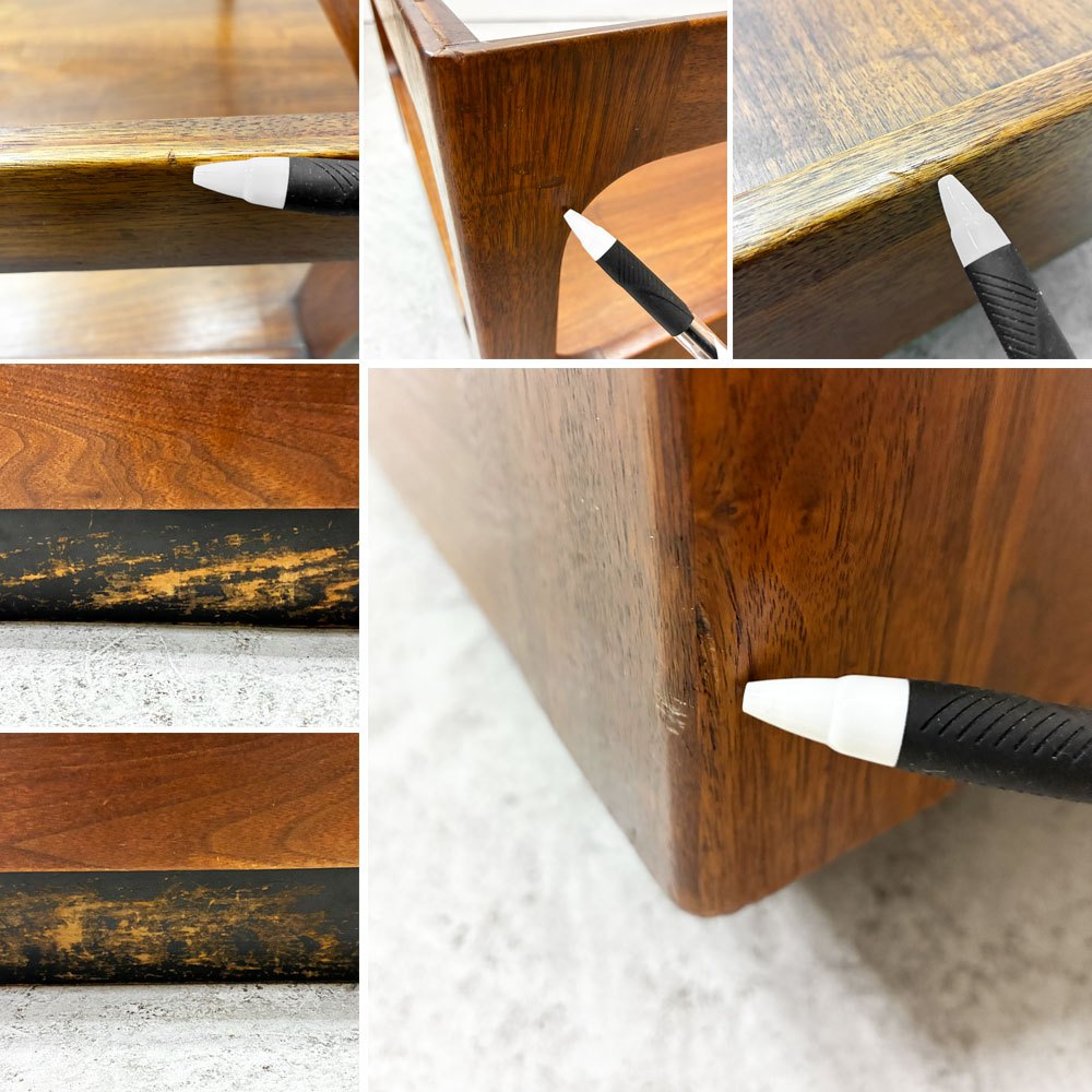 ブラウンソルトマン Brown Saltman コーヒーテーブル ウォールナット材 スモークガラス ジョン・キール John Keal ミッドセンチュリー USビンテージ ●