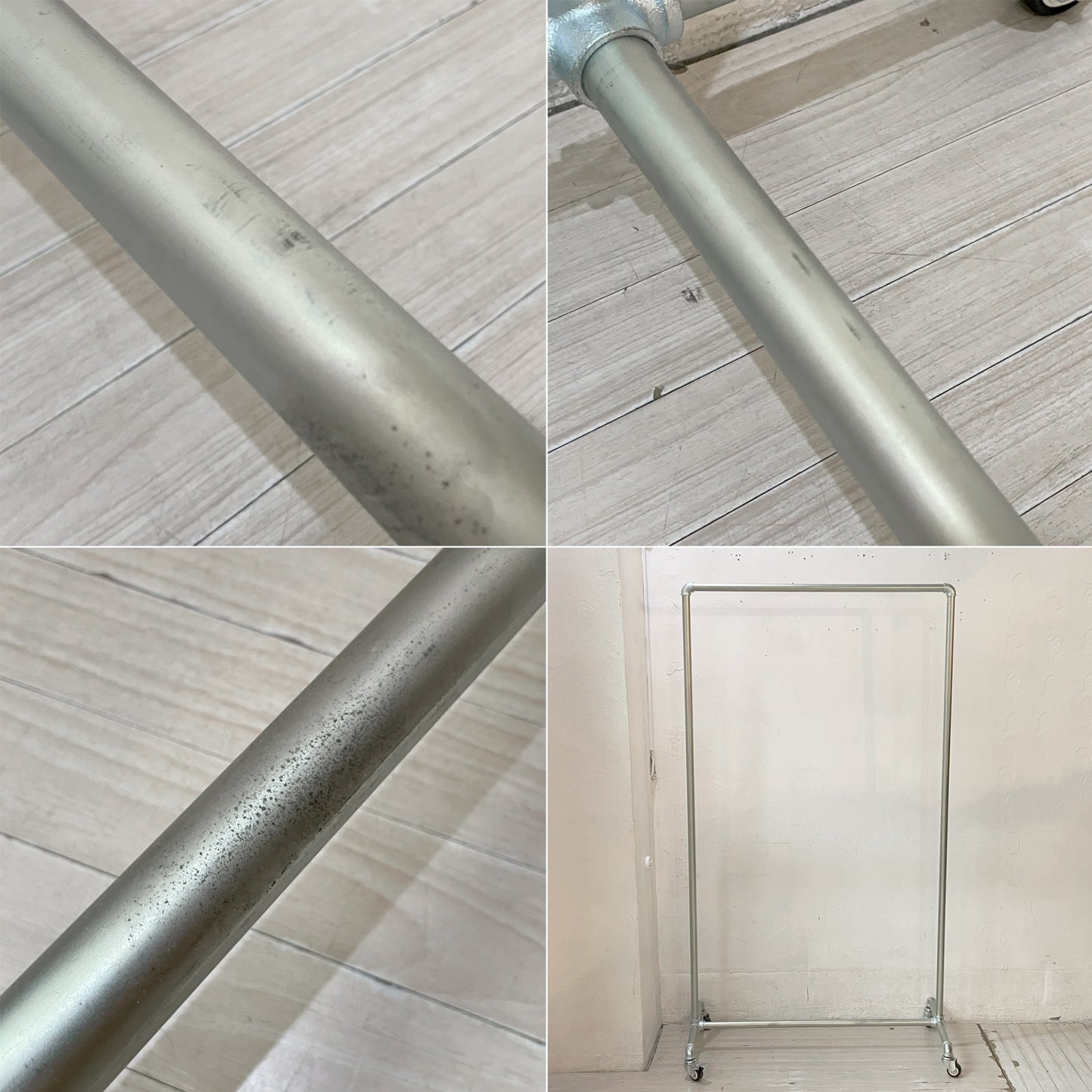 インダストリアルデザイン ガス管 gas pipe ハンガーラック キャスター付 工業系デザイン 什器  ★