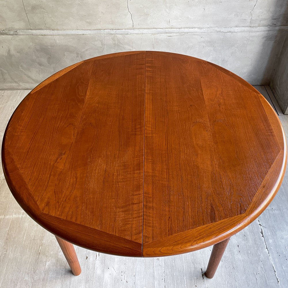デンマークビンテージ Danish Vintage チーク材 エクステンション ダイニングテーブル ラウンド/ オーバル 伸長式 北欧家具 ♪