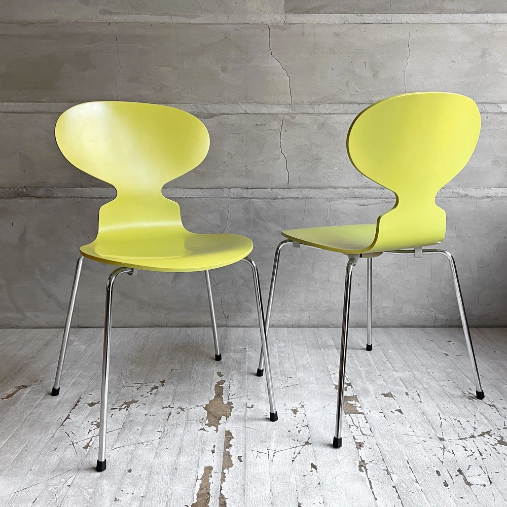 フリッツハンセン Fritz Hansen アントチェア ANT CHAIR アリンコチェア 4本脚 3101 ライムカラー ラッカー仕上げ アルネ・ヤコブセン デンマーク 北欧家具 B♪