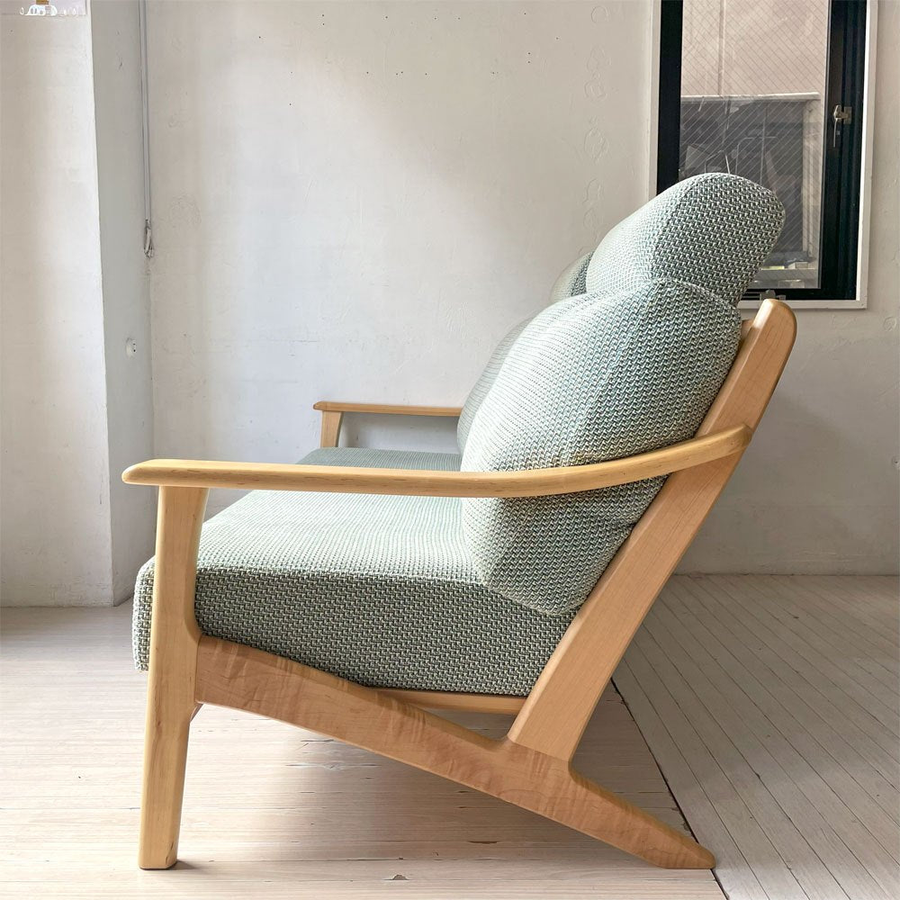 イバタインテリア Ibata interior メープルリッチ Maple Rich 3シーターソファ W178cm ヘッドレスト×2 飛騨家具 参考定価約43万円 ★