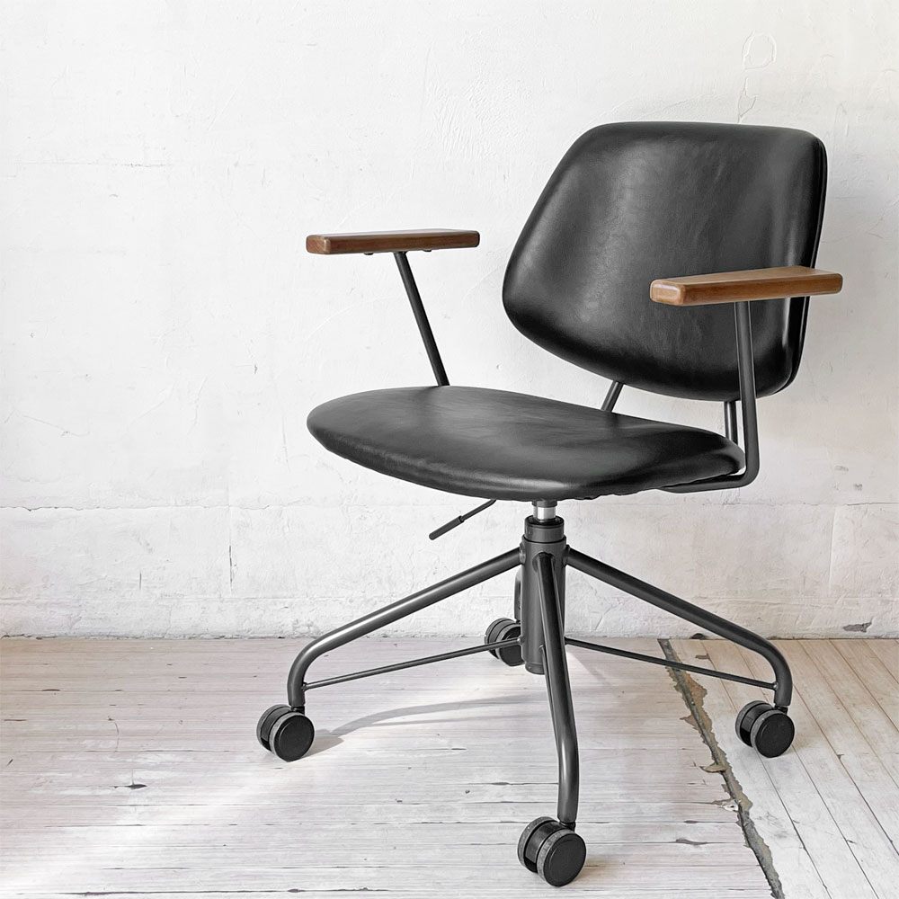 クラッシュゲート CRASHGATE ノットアンティークス Knot Antiques アボック ABOCK デスクチェア ブラック オーク材 肘付き 展示美品 ★