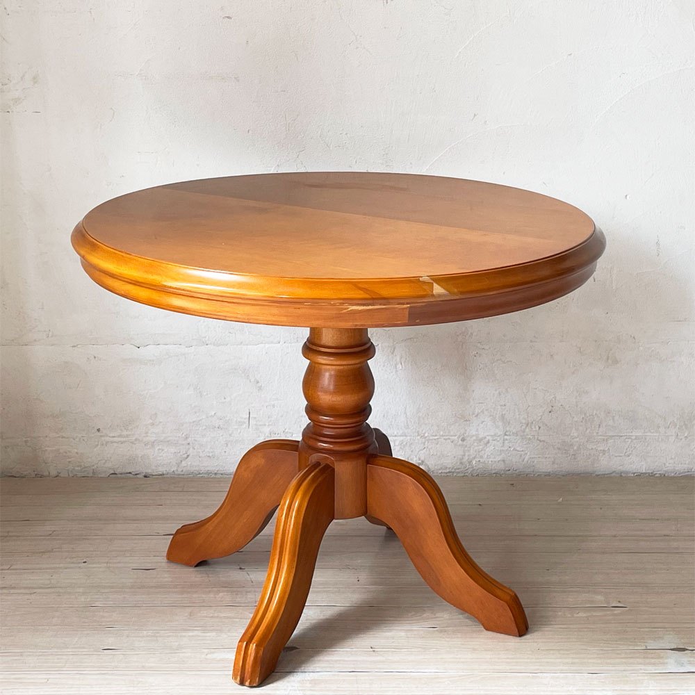 横浜ダニエル Daniel レオナ Leona ラウンド サイドテーブル Φ60cm 樺桜材 クラシカル アーリーアメリカン ★