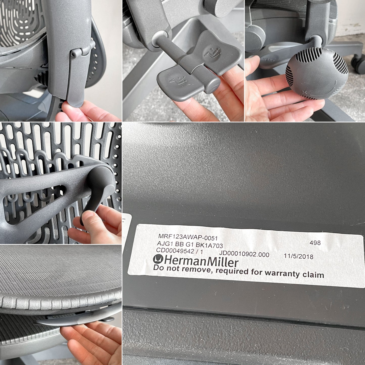 ハーマンミラー Herman Miller ミラ2チェア Mirra2 オフィスチェア デスクチェア ブラック×グラファイトカラー メッシュシート スタジオ7.5 ■