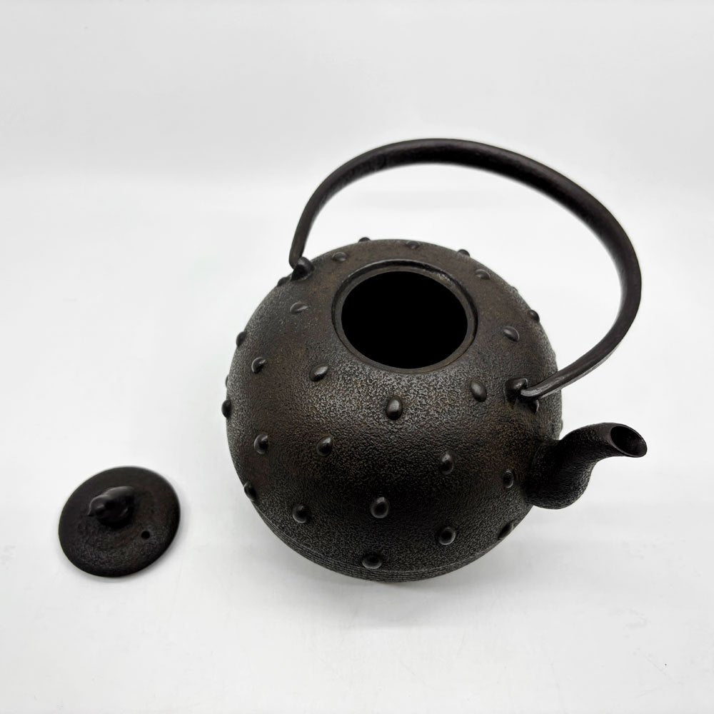 高橋大益 南部鉄器 鉄瓶 たまごもん ヒヨコ摘み 1.2L やかん 森のてつびん屋鉄瓶工房 現代作家 IH対応 箱付 ●