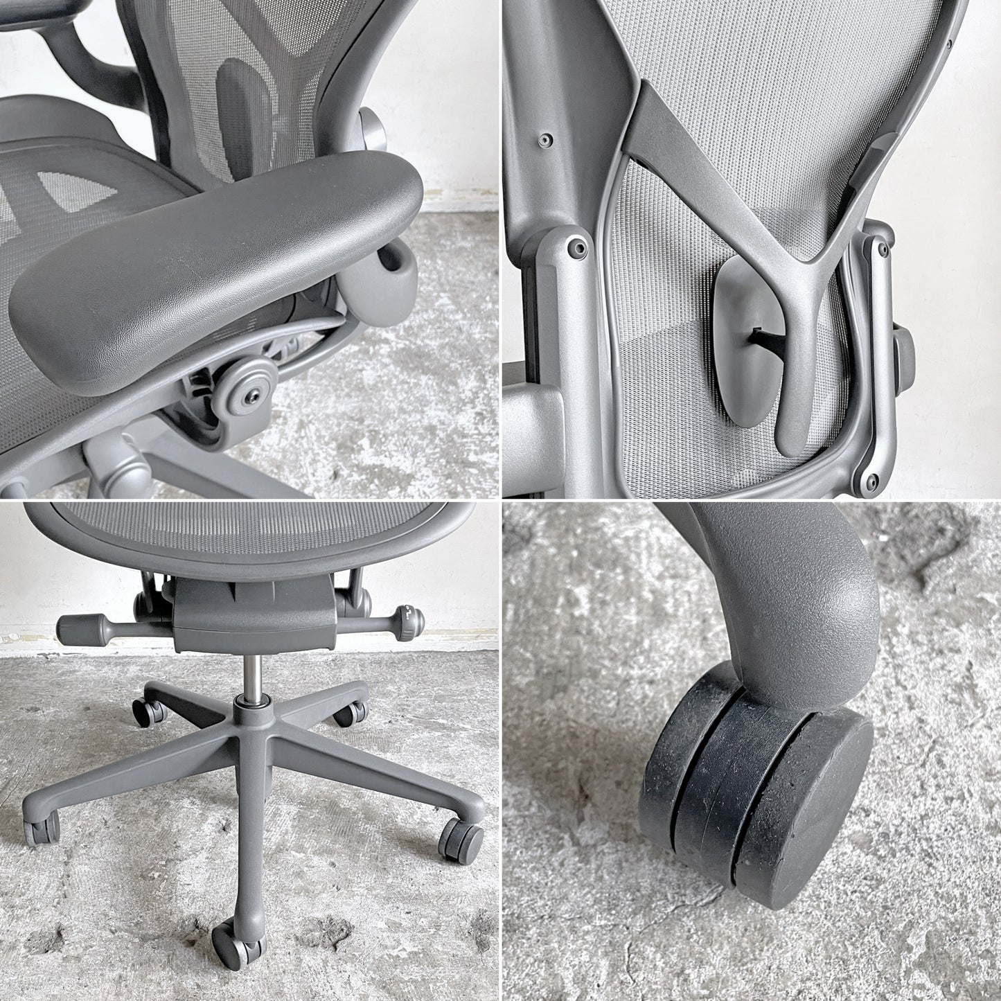 ハーマンミラー Herman Miller アーロンチェア デスクチェア リマスタード ライト Bサイズ グラファイトベース ビル・スタンフ ＆ ドン・チャドウィック ポスチャーフィット ■