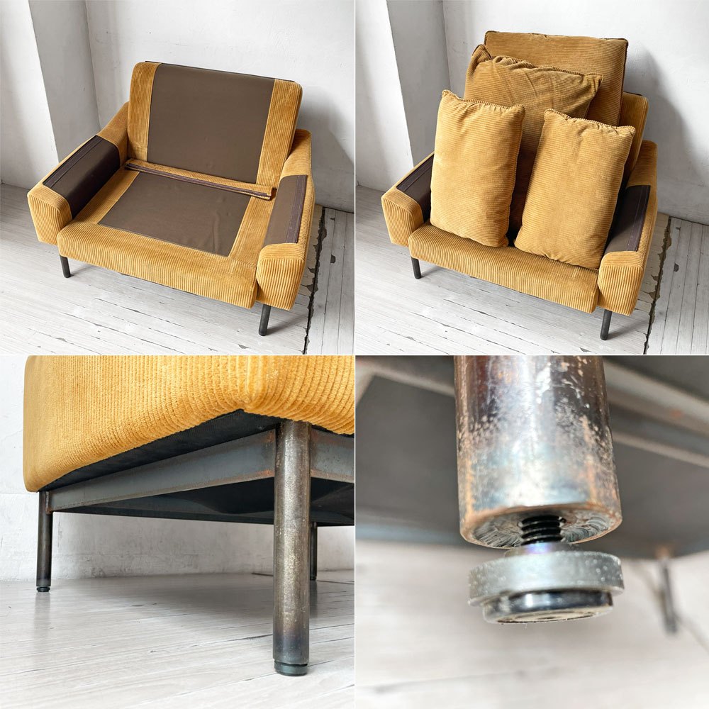トラックファニチャー TRUCK FURNITURE DTソファ DT SOFA 1P ラウンジチェア コーデュロイ ブラウン フェザークッション W107㎝ 希少 廃盤 ★