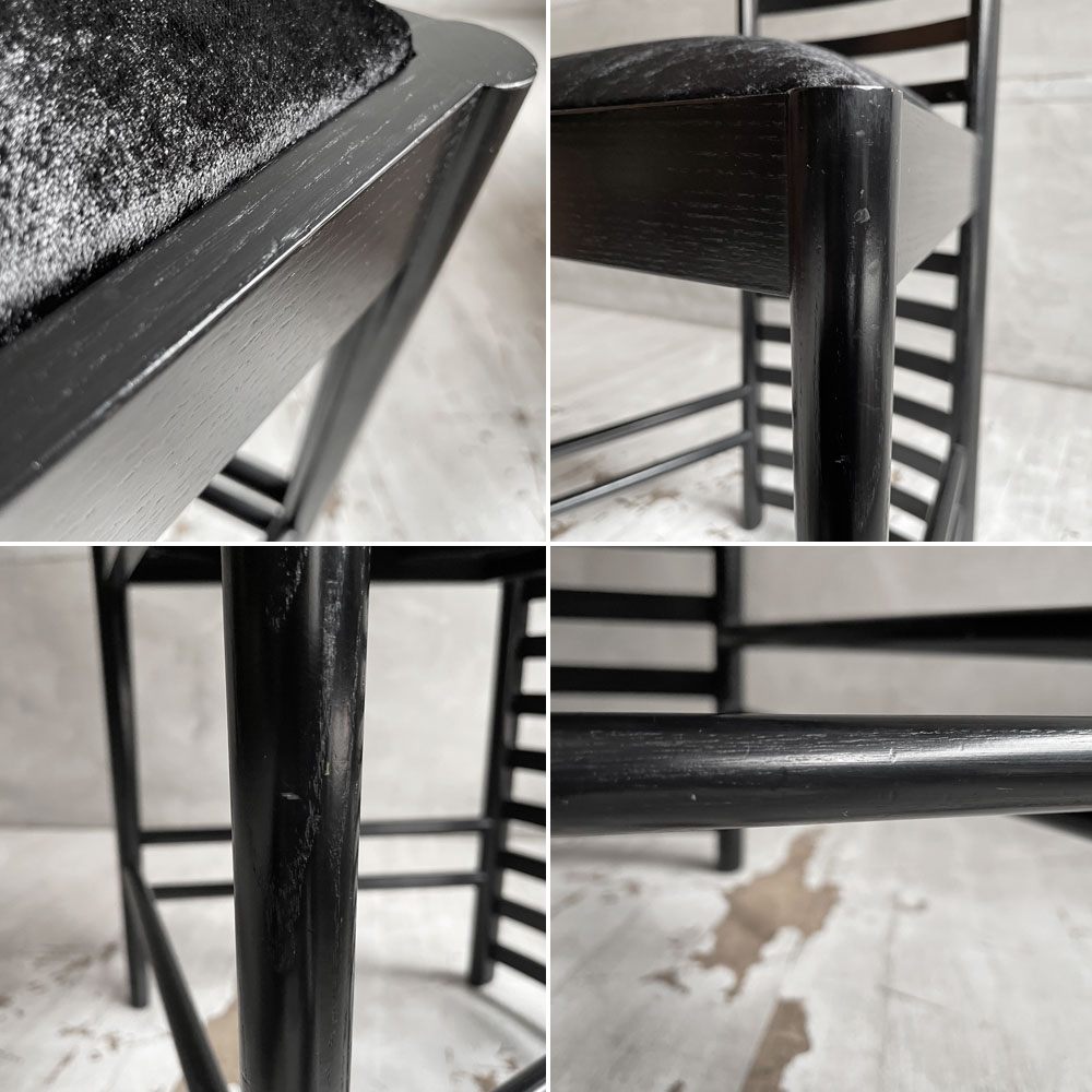 カッシーナ Cassina ヒルハウス 292 Hill House 1 ラダーバックチェア シルクベルベット ブラック チャールズ・レニー・マッキントッシュ 参考定価￥759,000- ♪