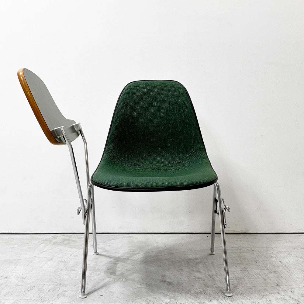ハーマンミラー Herman Miller サイドシェルチェア セカンド 2nd ビンテージ アプホルスター スクールベース スタッキングベース 肘掛けテーブル付 イームズ ミッドセンチュリー E ●