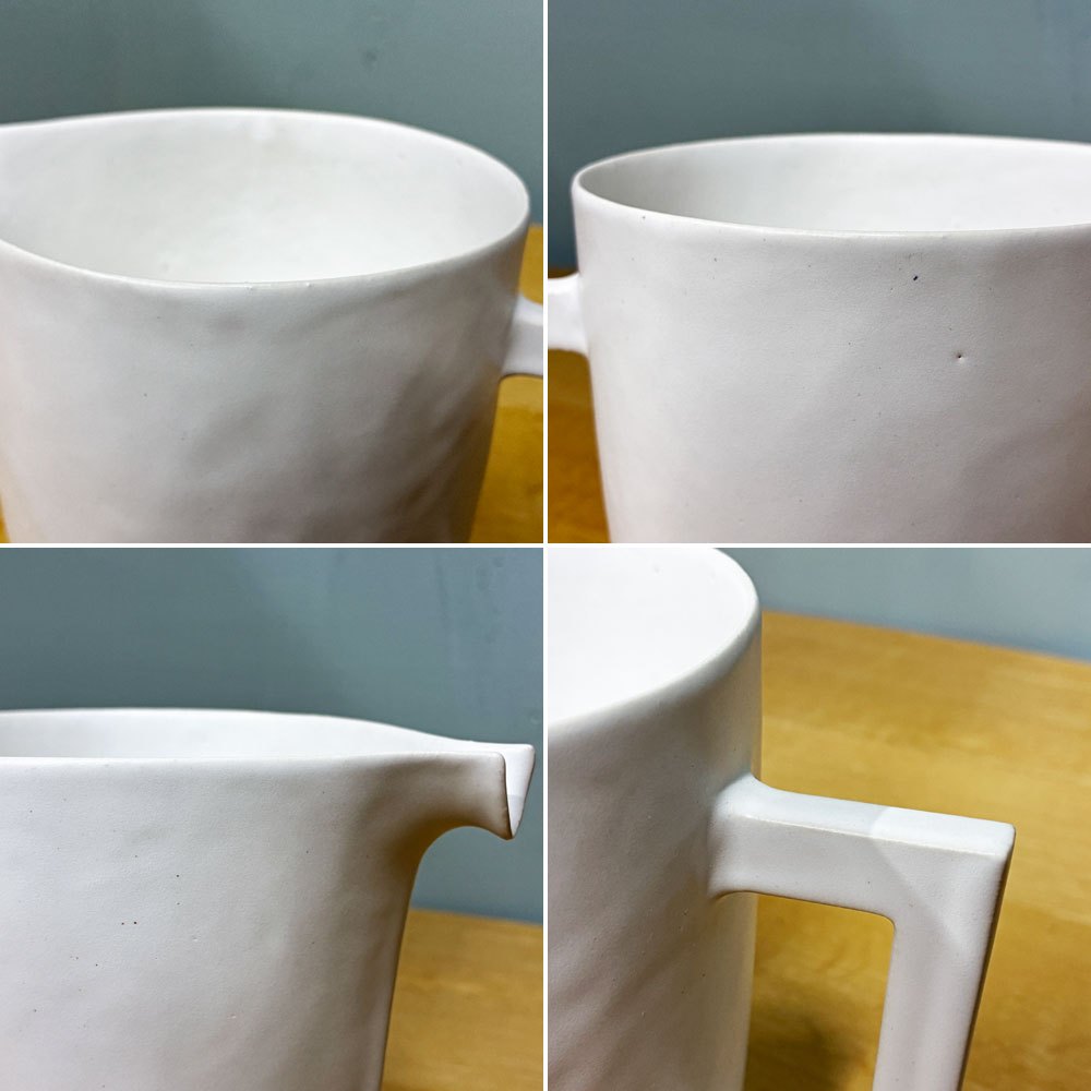 安藤雅信 手付ピッチャー S 白マット釉 陶器 現代作家 ◎