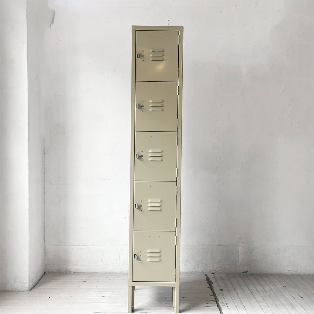 リオン LYON スチールロッカー ルーバーカット 5段 5-TIER LOCKER-LOUVER アイボリー puttywhite P.F.S取扱 ★