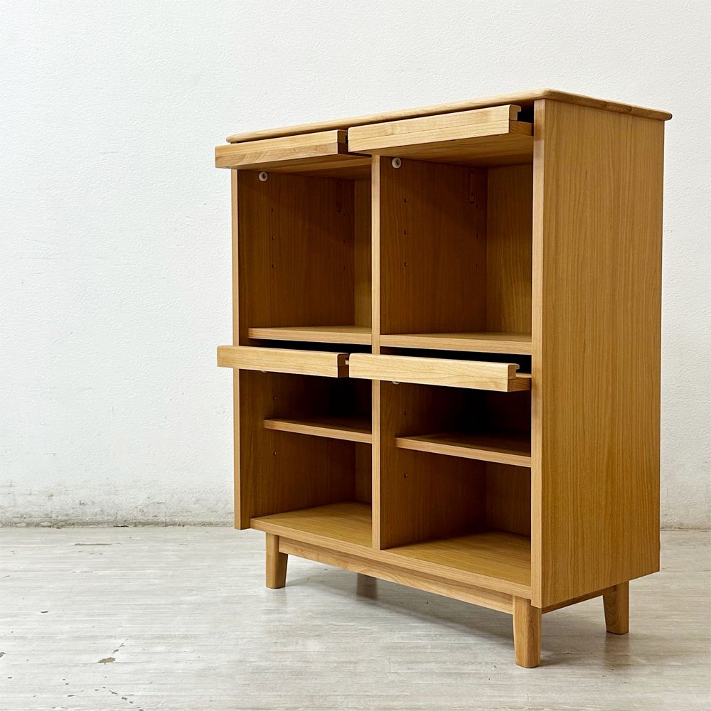 一世紀 ISSEIKI フラップ マガジンラック ナチュラル ERIS-2 82 FRAP MAGAZINE RACK (NA) アルダー無垢材 2列2段 ナチュラルデザイン ●
