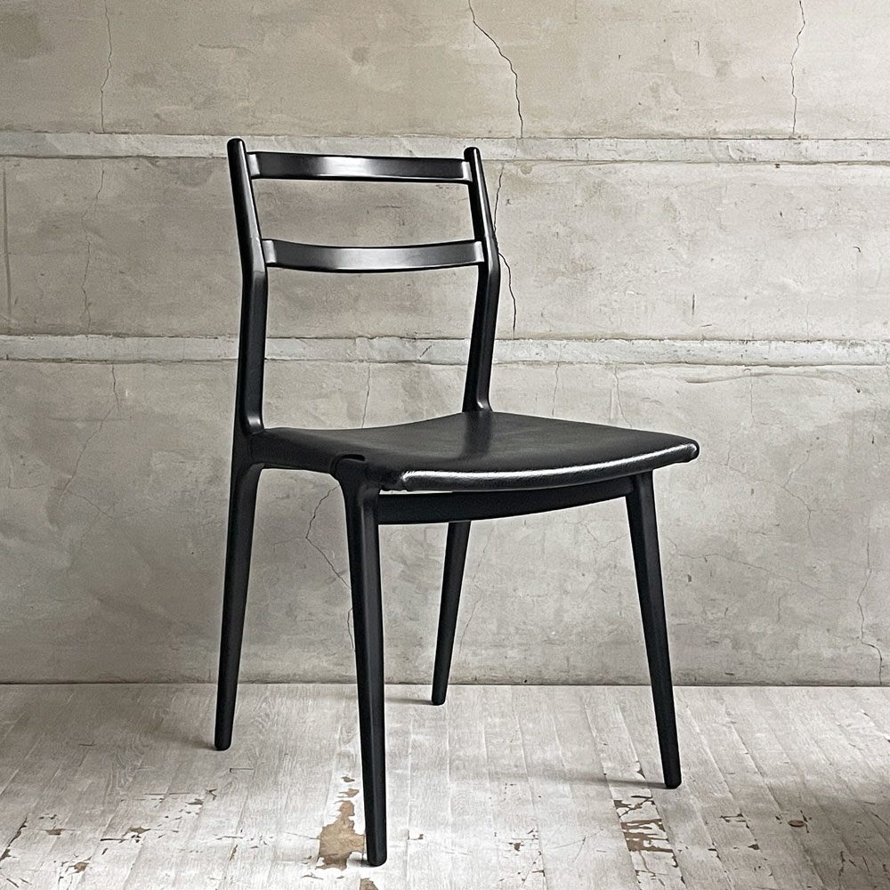 天童木工 TENDO インパラチェア Impala Chair ダイニングチェア ブラック レザー 本革 佐々木敏光 ジャパニーズミッドセンチュリーモダン D  ♪