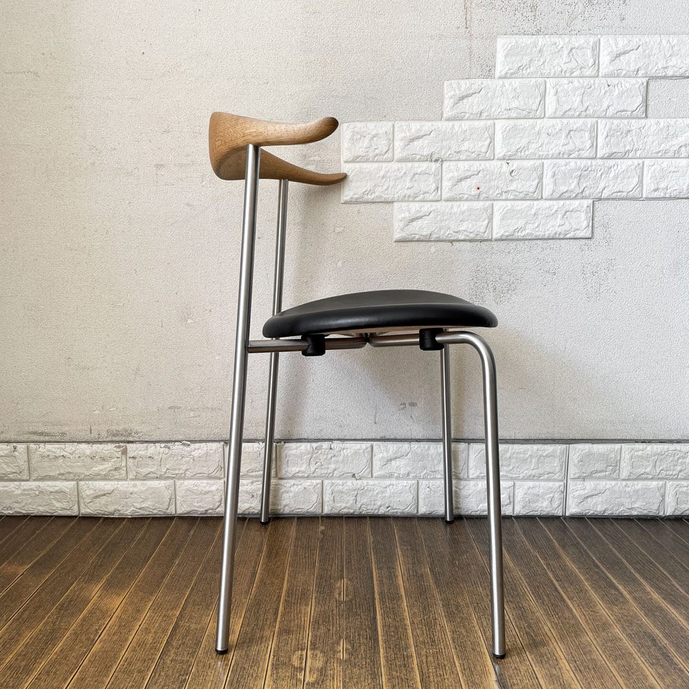 カールハンセン＆サン Carl Hansen & Son CH88P ダイニングチェア オーク材 本革 ブラックレザー ステンレスレッグ ハンス・J・ウェグナー 北欧家具  ◎