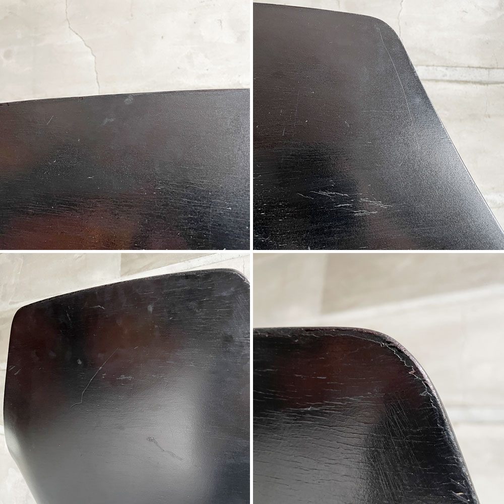 シュタイナー Steiner トノーチェア Tonneau Chair ダイニングチェア プライウッド ブラック クッション付き ピエール・ガーリッシュ Pierre Guarich フランス ビンテージ 希少 ♪