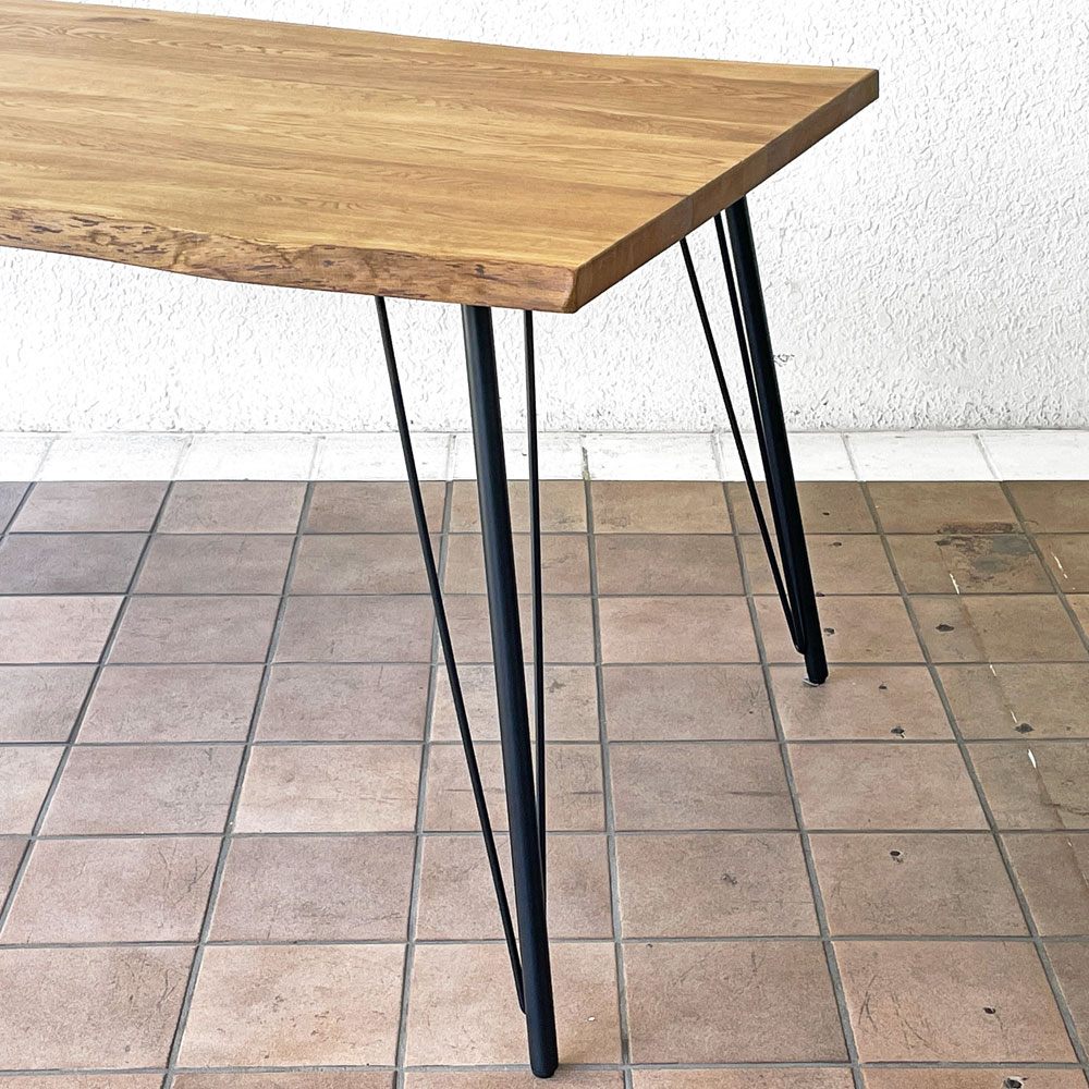 クラッシュゲート CRASH GATE イージーライフ EASY LIFE ミース MEATH ダイニングテーブル ライブエッジ天板 No.5脚 W160cm オーク材 関家具 ◇