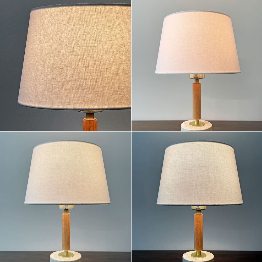 アートワークスタジオ ART WORK STUDIO モノリステーブルランプ Monolith-table lamp AW-0600 ホワイト 大理石ベース オーク無垢材 真鍮 ファブリック モダンデザイン 箱付き 美品 C ●