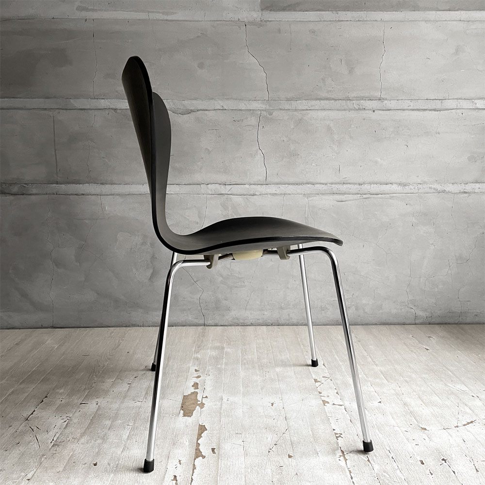 フリッツハンセン Fritz Hansen 3107 セブンチェア カラードアッシュ ブラック 80's ビンテージ vintage アルネ・ヤコブセン デンマーク  A ♪