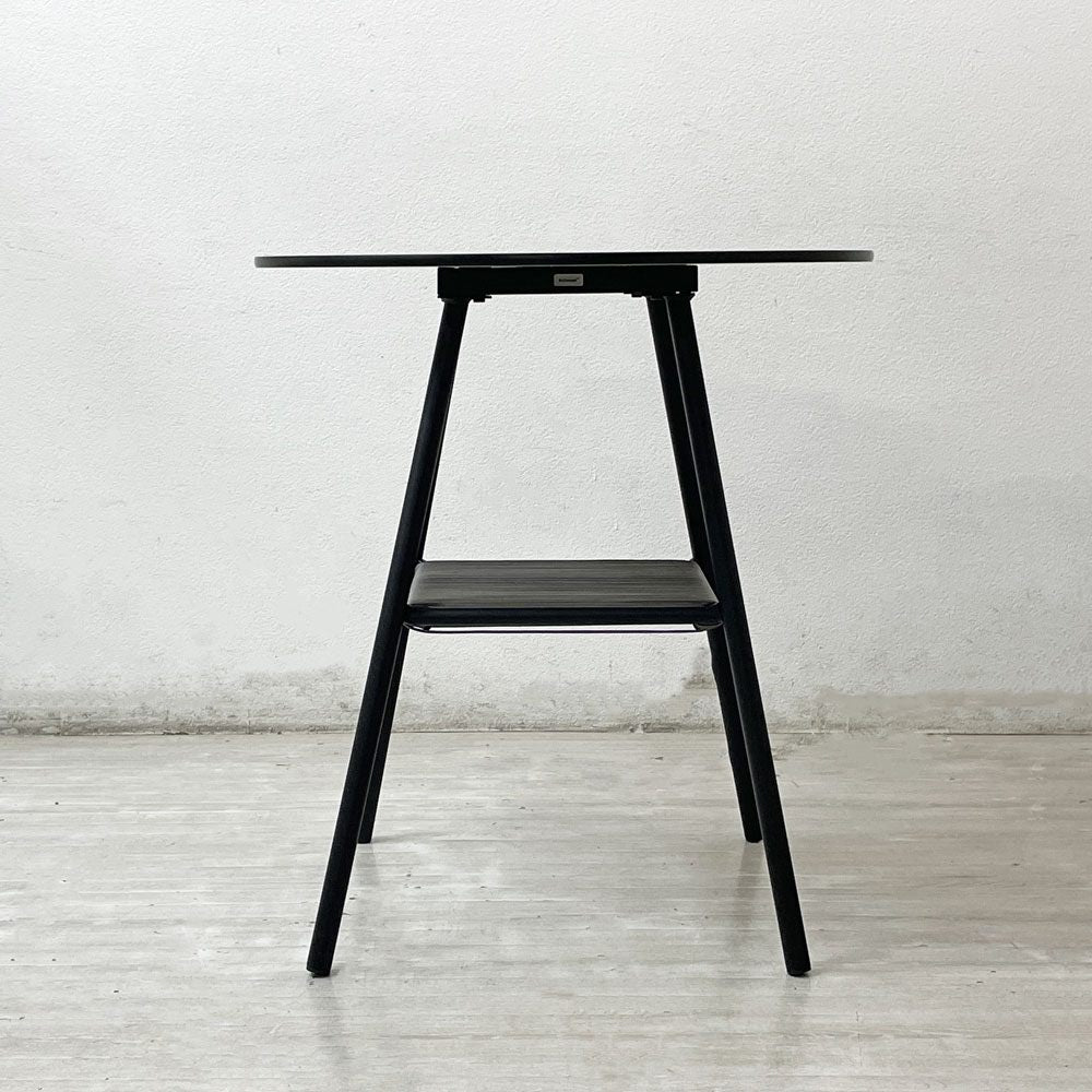 ボーコンセプト Bo Concept エルバ ELBA テーブル ガーデンテーブル カフェテーブル ラウンドトップ ラミネート天板 スチール脚 ラック付き デンマーク 北欧家具 ●