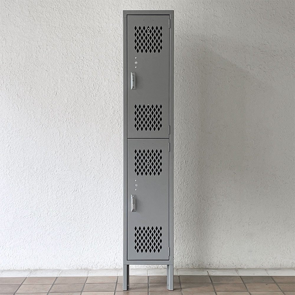 リオン LYON 2段スチールロッカー 2-TIER LOCKER ダイヤカット RECESSED HANDLE グレー dove gray インダストリアル パシフィックファニチャーサービス取扱 ◇