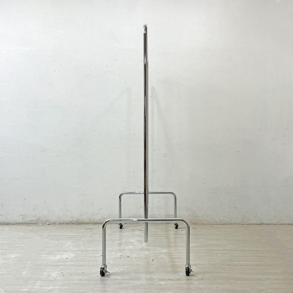 インダストリアルデザイン Industrial design スチール製 ハンガーラック W130cm U字脚 キャスター付き 店舗什器 工業系 ●