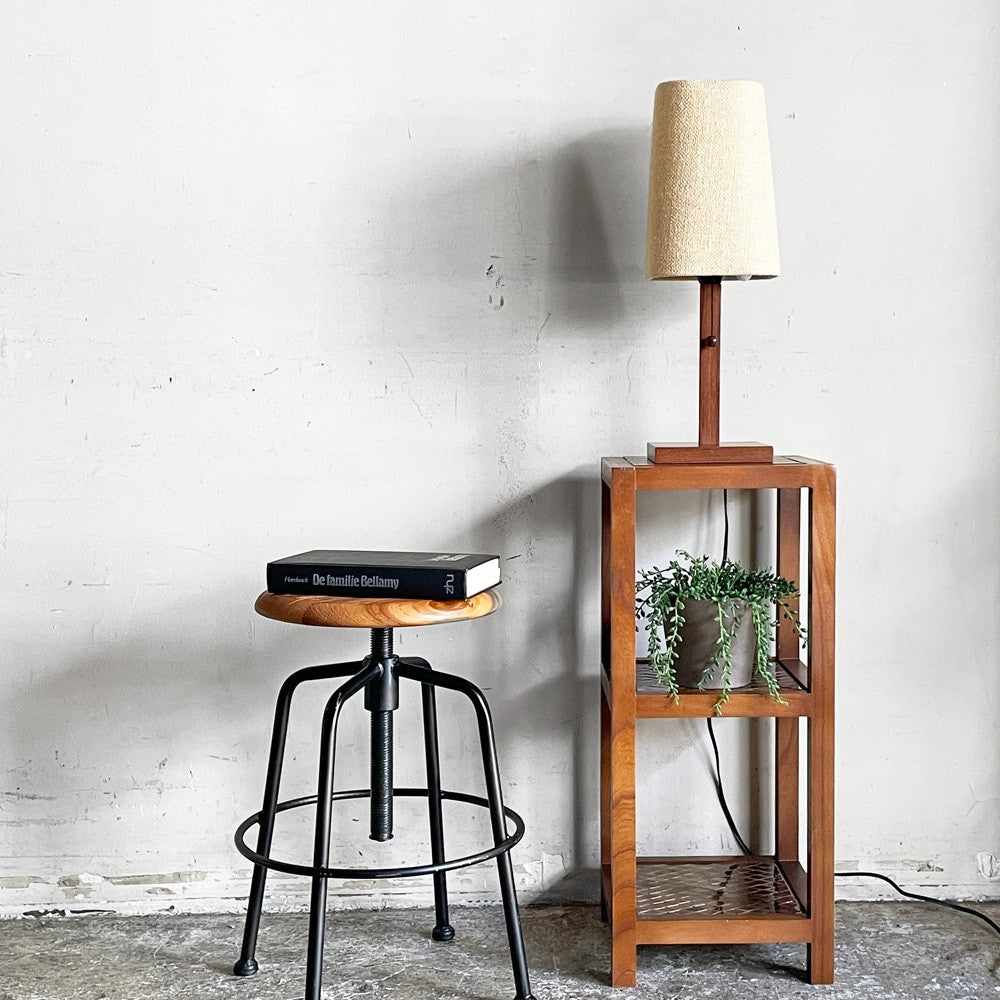 エーフラット a.flat ジュート テーブルランプ 黄麻 麻シェード チーク突板 2灯 LED対応 H44cm ■