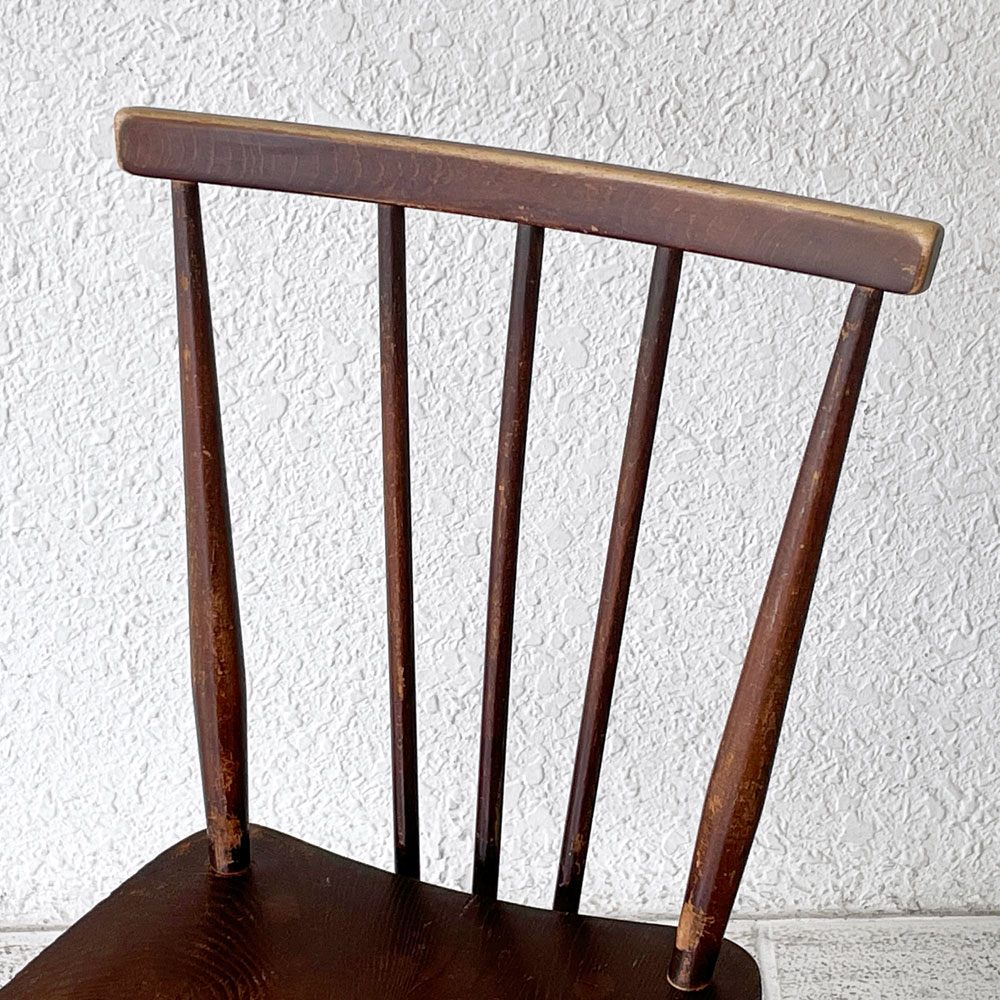 アーコール Ercol スティックバックチェア ダイニングチェア エルム材 UKビンテージ Vintage 英国家具 ◇