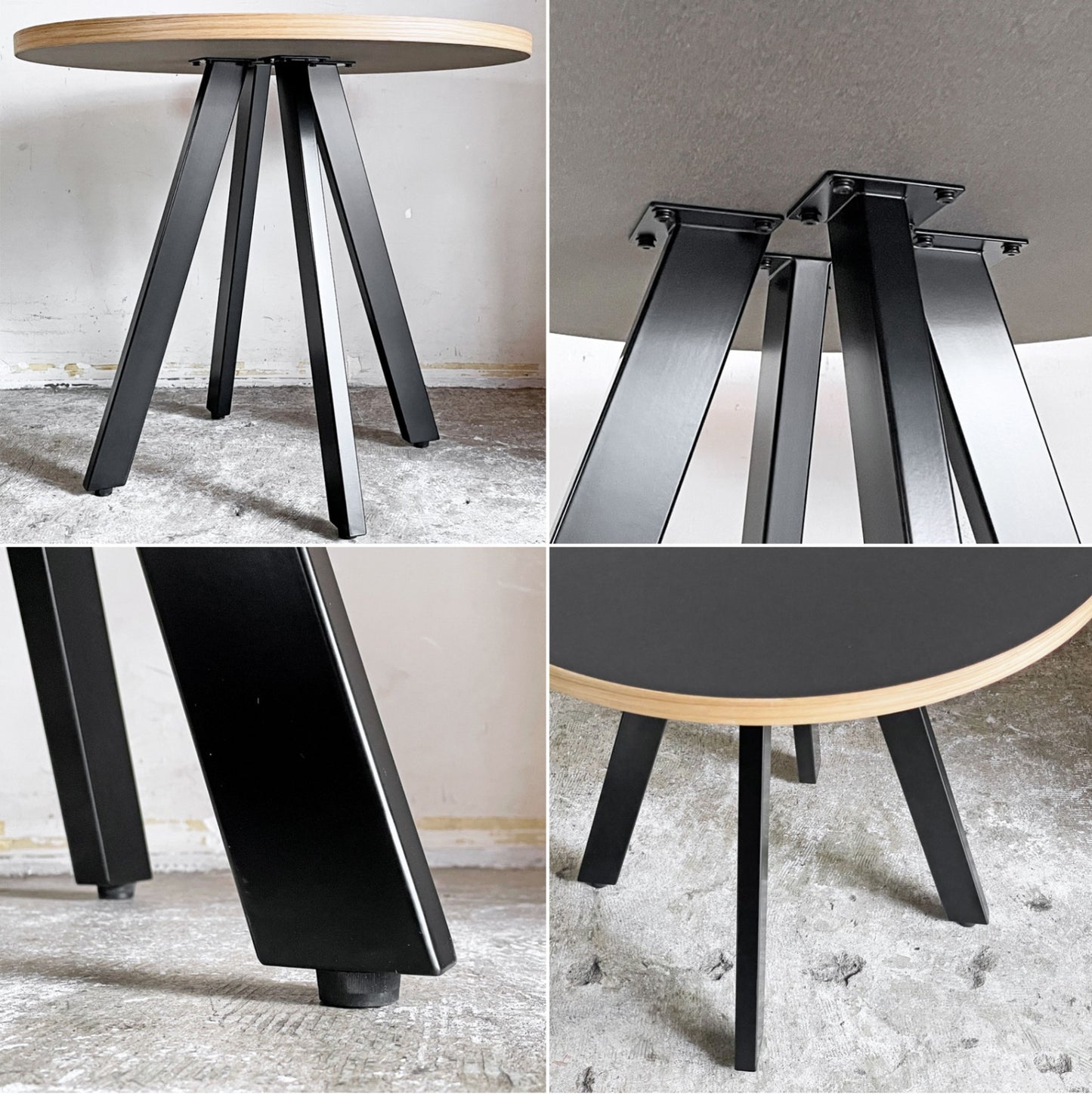 かなでもの KANADEMONO ザ・カフェテーブル THE CAFE TABLE Black Steel 4pin ラウンド Φ80cm リノリウム天板 ■