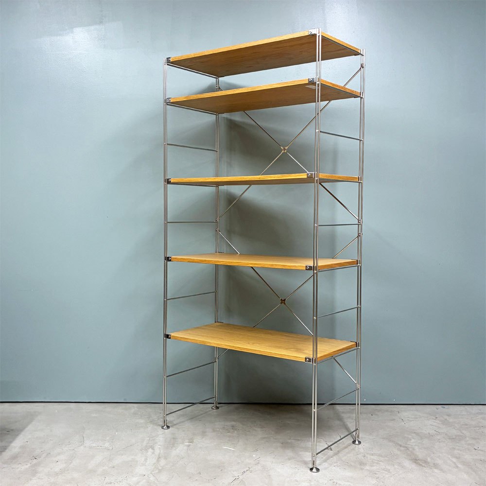無印良品 MUJI ステンレスユニットシェルフ オーク材 ワイド 大 W86 H175cm ナチュラルデザイン ◎